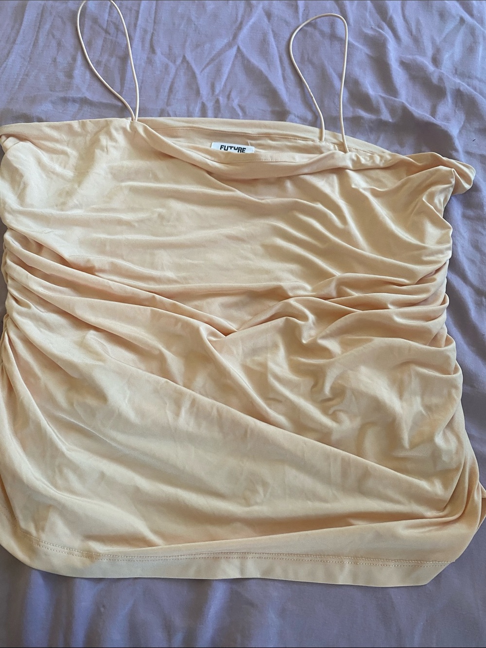FUTURE Peach Ruched Spaghetti Strap Cami